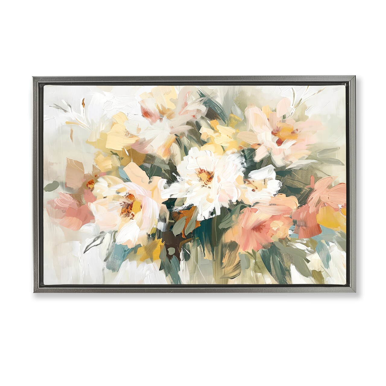 Stupell Industries Brushed Bouquet Blooms Framed Floater Canvas Wall Art Design by Raymond Powers